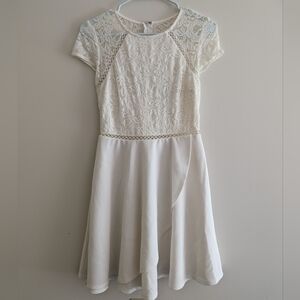 Lace-Bodice Party Formal Graduation White Dress Small Size